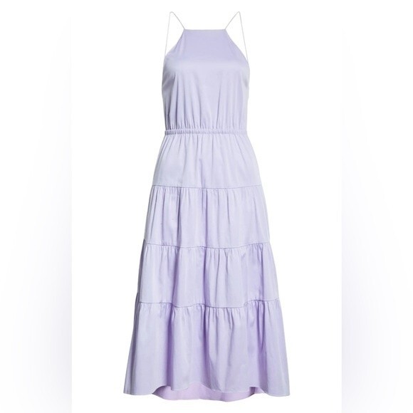 NWT custom ALICE + OLIVIA Hartley Open Tie Back Tiered Mini DRESS. Size 4. - Picture 4 of 13